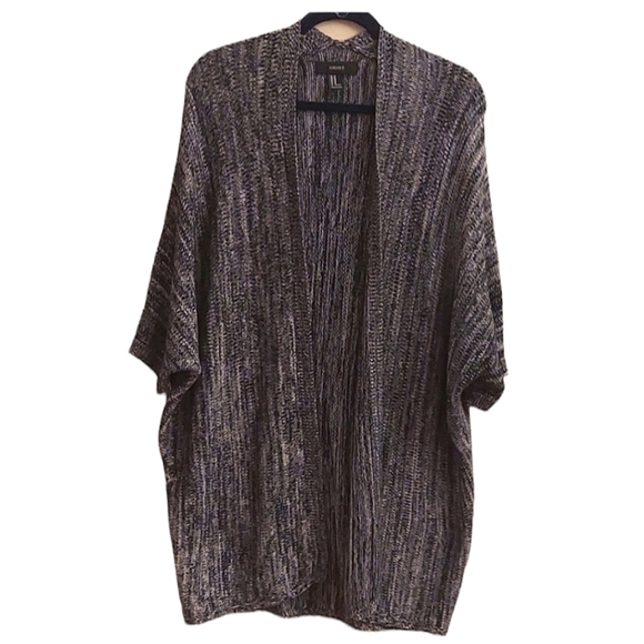 FOREVER 21 Black and White Marled Open Front Short Dolman Sleeve Cardigan - Picture 1 of 9